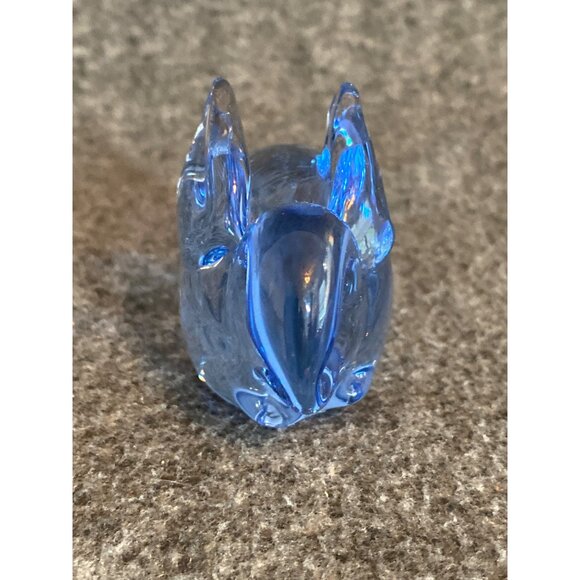 VTG Art Glass Blue Bunny Rabbit & Turtle Paperweight Figurine Translucent - Picture 3 of 10